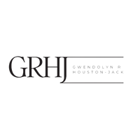 a black and white logo with the words GRHJ Gwendolyn R. Houston-Jack